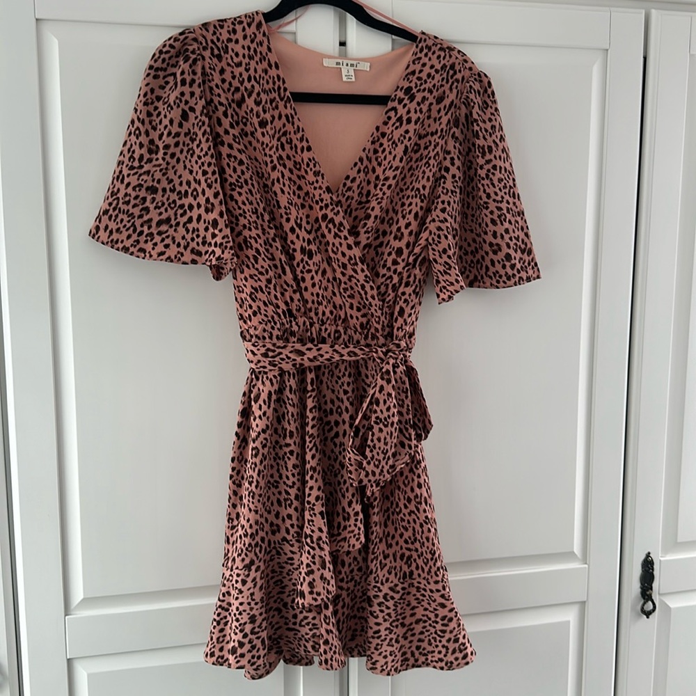 Animal Print Wrap Dress - Small